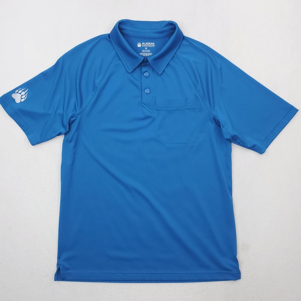 Alaskan Hardgear Polo Shirt Mens Medium Blue Airbanks Ventilated Hiking Outdoor
